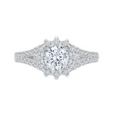 Shah Luxury 14K White Gold Round Diamond Halo Engagement Ring with Split Shank (Semi-Mount) photo