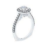 Shah Luxury 14K White Gold with Black Rhodium Tips Round Diamond Halo Engagement Ring (Semi-Mount) photo 2