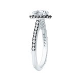 Shah Luxury 14K White Gold with Black Rhodium Tips Round Diamond Halo Engagement Ring (Semi-Mount) photo 3