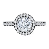 Shah Luxury 14K White Gold with Black Rhodium Tips Round Diamond Halo Engagement Ring (Semi-Mount) photo