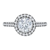 Shah Luxury 14K White Gold with Black Rhodium Tips Round Diamond Halo Engagement Ring (Semi-Mount) photo