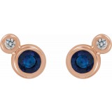 14K Rose Blue Sapphire & .03 CTW Diamond Earrings photo 2