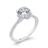 Shah Luxury 14K White Gold Round Diamond Engagement Ring (Semi-Mount) photo 2
