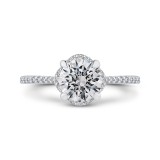 Shah Luxury 14K White Gold Round Diamond Engagement Ring (Semi-Mount) photo