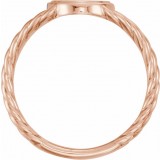 14K Rose 11x9 mm Oval Rope Signet Ring photo 2