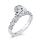 Shah Luxury 14K White Gold Oval Diamond Engagement Ring with Milgrain (Semi-Mount) photo 2