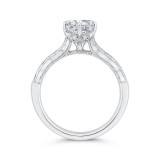 Shah Luxury 14K White Gold Oval Diamond Engagement Ring with Milgrain (Semi-Mount) photo 4