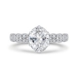 Shah Luxury 14K White Gold Oval Diamond Engagement Ring with Milgrain (Semi-Mount) photo