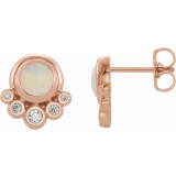 14K Rose Opal & 1/8 CTW Diamond Earrings photo