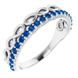 14K White Blue Sapphire Infinity-Inspired Stackable Ring photo