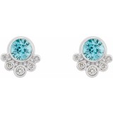 14K White Blue Zircon & 1/8 CTW Diamond Earrings photo 2
