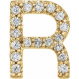 14K Yellow .06 CTW Diamond Single Initial R Earring photo