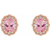 14K Rose Baby Pink Topaz and 1/3 CTW Diamond Earrings with Backs photo 2