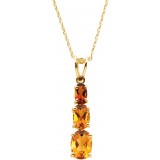 14K Yellow Three-Stone Citrine 18 Necklace photo