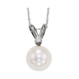 Gems One 14Kt White Gold Diamond (1/50Ctw) & Pearl (1/2 Ctw) Pendant photo