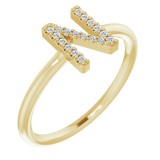 14K Yellow .08 CTW Diamond Initial N Ring photo