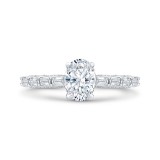 Shah Luxury 14K White Gold Ovel Diamond Solitaire Plus Engagement Ring (Semi-Mount) photo