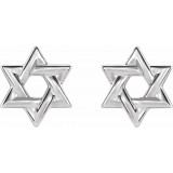14K White Star of David Earrings photo 2