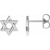 14K White Star of David Earrings photo