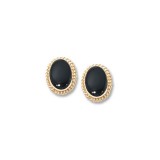 14K Yellow Gold  8X6 Onyx Stud Earrings photo