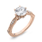 Shah Luxury 14K Rose Gold Round Cut Diamond Engagement Ring (Semi-Mount) photo 2