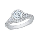 Shah Luxury 14K White Gold Round Diamond Halo Engagement Ring with Split Shank (Semi-Mount) photo 2