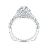 Shah Luxury 14K White Gold Round Diamond Halo Engagement Ring with Split Shank (Semi-Mount) photo 4