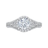 Shah Luxury 14K White Gold Round Diamond Halo Engagement Ring with Split Shank (Semi-Mount) photo