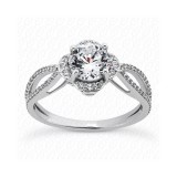 14k White Gold Diamond Semi-Mount Halo Engagement Ring photo