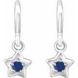 14K White 3 mm Round September Youth Star Birthstone Earrings photo 2