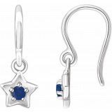 14K White 3 mm Round September Youth Star Birthstone Earrings photo