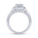 Gabriel & Co. 14k White Gold Victorian Halo Engagement Ring photo 2