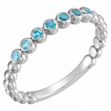 14K White Blue Zircon Stackable Ring photo