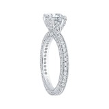 Shah Luxury Princess Cut Diamond Floral Engagement Ring In 14K White Gold (Semi-Mount) photo 3