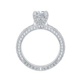 Shah Luxury Princess Cut Diamond Floral Engagement Ring In 14K White Gold (Semi-Mount) photo 4