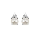 Gems One 10Kt White Gold Diamond (1/20Ctw) & Pearl (7/8 Ctw) Earring photo