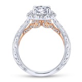 Gabriel & Co. 14k Two Tone Gold Blush Halo Engagement Ring photo 2