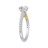 Shah Luxury Round Cut Diamond Engagement Ring In 14K Two-Tone Gold (Semi-Mount) photo 3