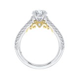 Shah Luxury Round Cut Diamond Engagement Ring In 14K Two-Tone Gold (Semi-Mount) photo 4