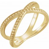 14K Yellow Beaded Criss-Cross Ring photo