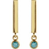 14K Yellow Aquamarine Bar Earrings photo 2