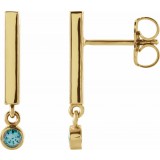 14K Yellow Aquamarine Bar Earrings photo