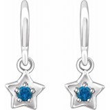 14K White 3 mm Round December Youth Star Birthstone Earrings photo 2