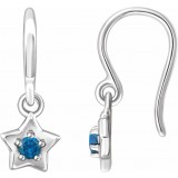 14K White 3 mm Round December Youth Star Birthstone Earrings photo