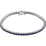 14K White Lab-Grown Blue Sapphire Line 7.25 Bracelet photo