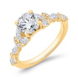 Shah Luxury 14K Yellow Gold Split Shank Round Diamond Engagement Ring (Semi-Mount) photo 2