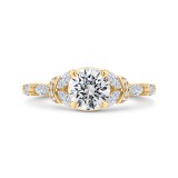 Shah Luxury 14K Yellow Gold Split Shank Round Diamond Engagement Ring (Semi-Mount) photo