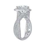 Shah Luxury 14K White Gold Emerald Cut Diamond Halo Engagement Ring with Split Shank (Semi-Mount) photo 3