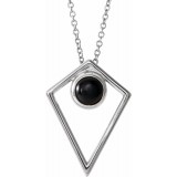 14K White Onyx Cabochon Pyramid 16-18 Necklace photo