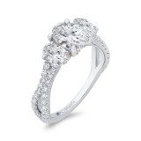 Shah Luxury 14K Two-Tone Gold Oval Diamond Three-Stone Plus Engagement Ring with Split Shank (Semi-Mount) photo 2